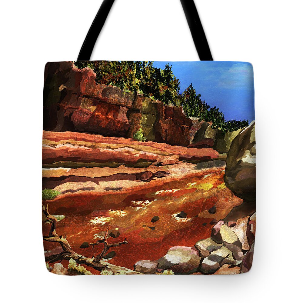 Red Rock Tote Bag featuring the digital art Red Rock Canyon by Ken Taylor