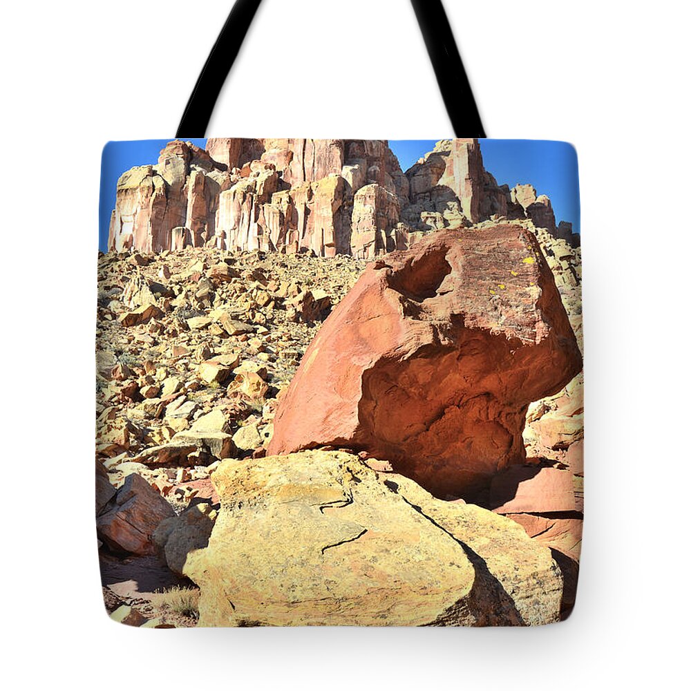 Capitol Reef National Park Tote Bag featuring the photograph Red Rock Castle by Ray Mathis