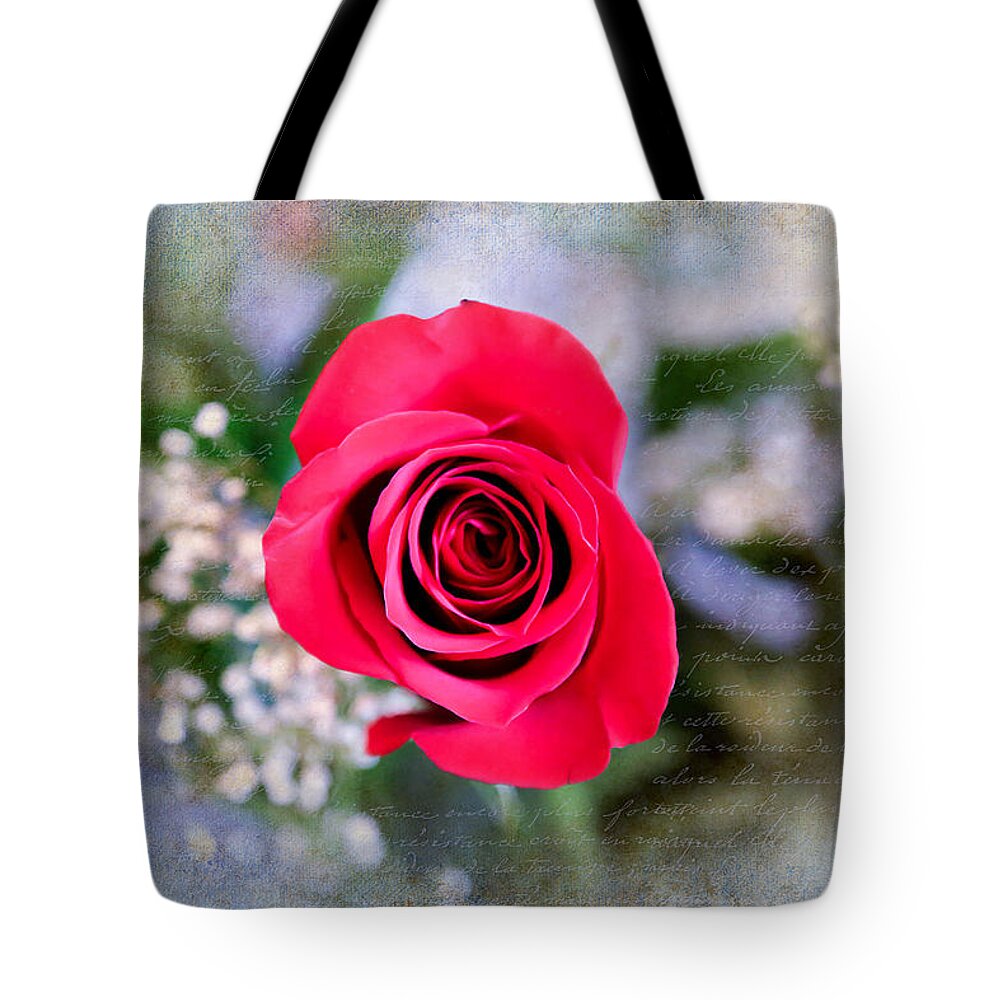 Rose Tote Bag featuring the photograph Red Rose Elegance by Milena Ilieva