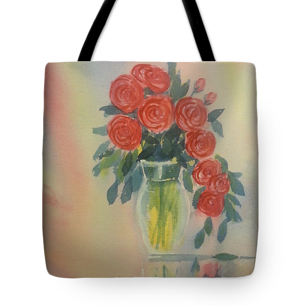 Glenn Marshall Artist Tote Bag featuring the painting Red Roses for my Valentine by Glenn Marshall