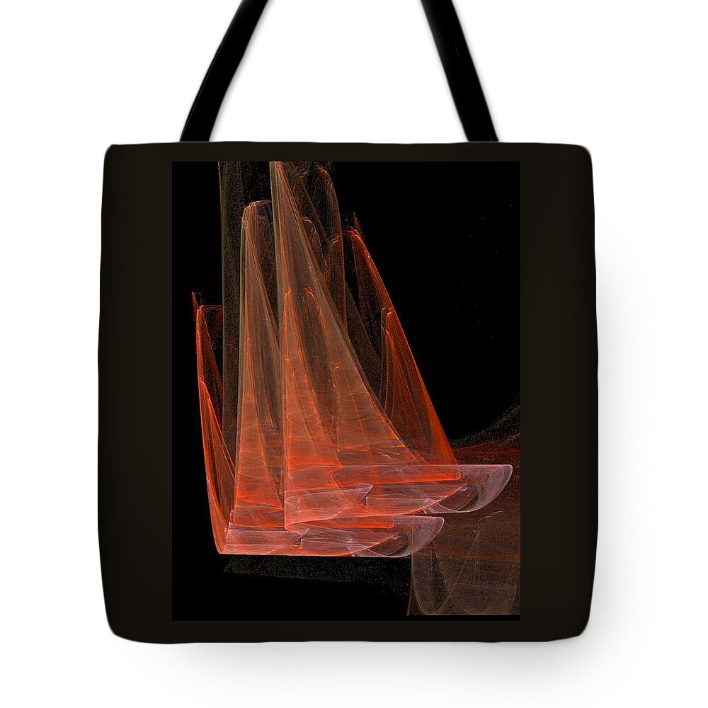 Redsails Tote Bag featuring the digital art Red Sails by Jackie Mueller-Jones