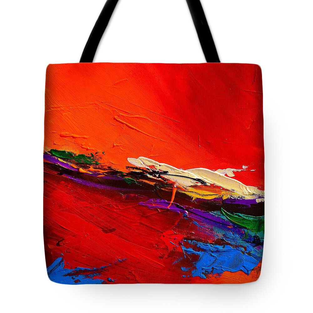 Red Sensations Tote Bag featuring the painting Red Sensations by Elise Palmigiani