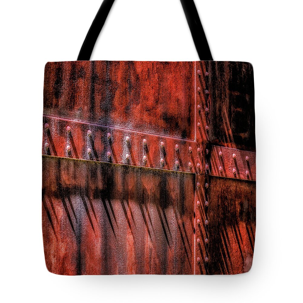 Abstract Tote Bag featuring the photograph Red Shadows by James Barber