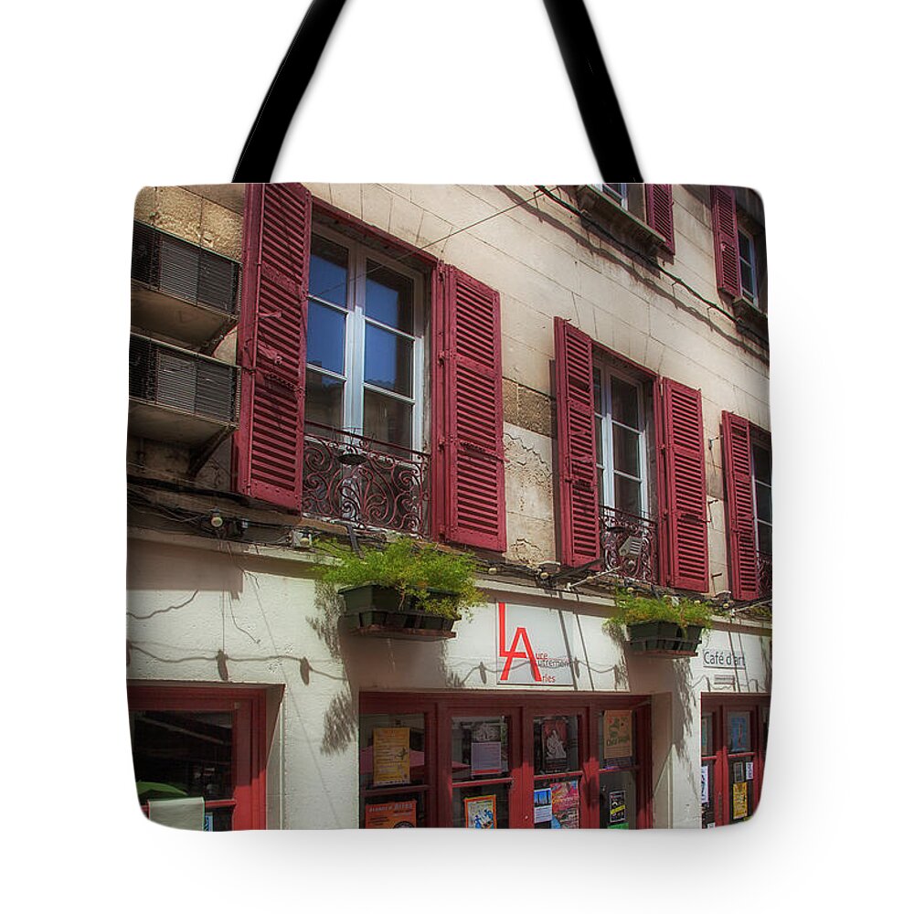 Red Shutters Tote Bag featuring the photograph Red Shutters by Timothy Johnson