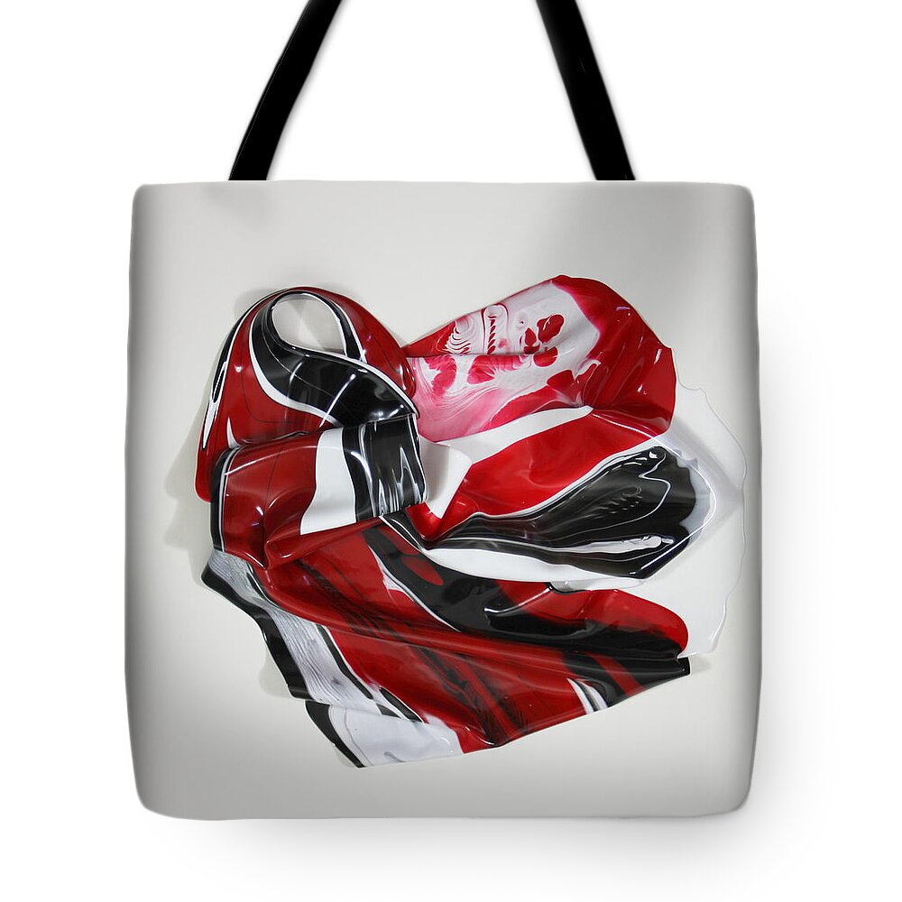 Red Tote Bag featuring the painting Red Singularity 1 by Madeleine Arnett