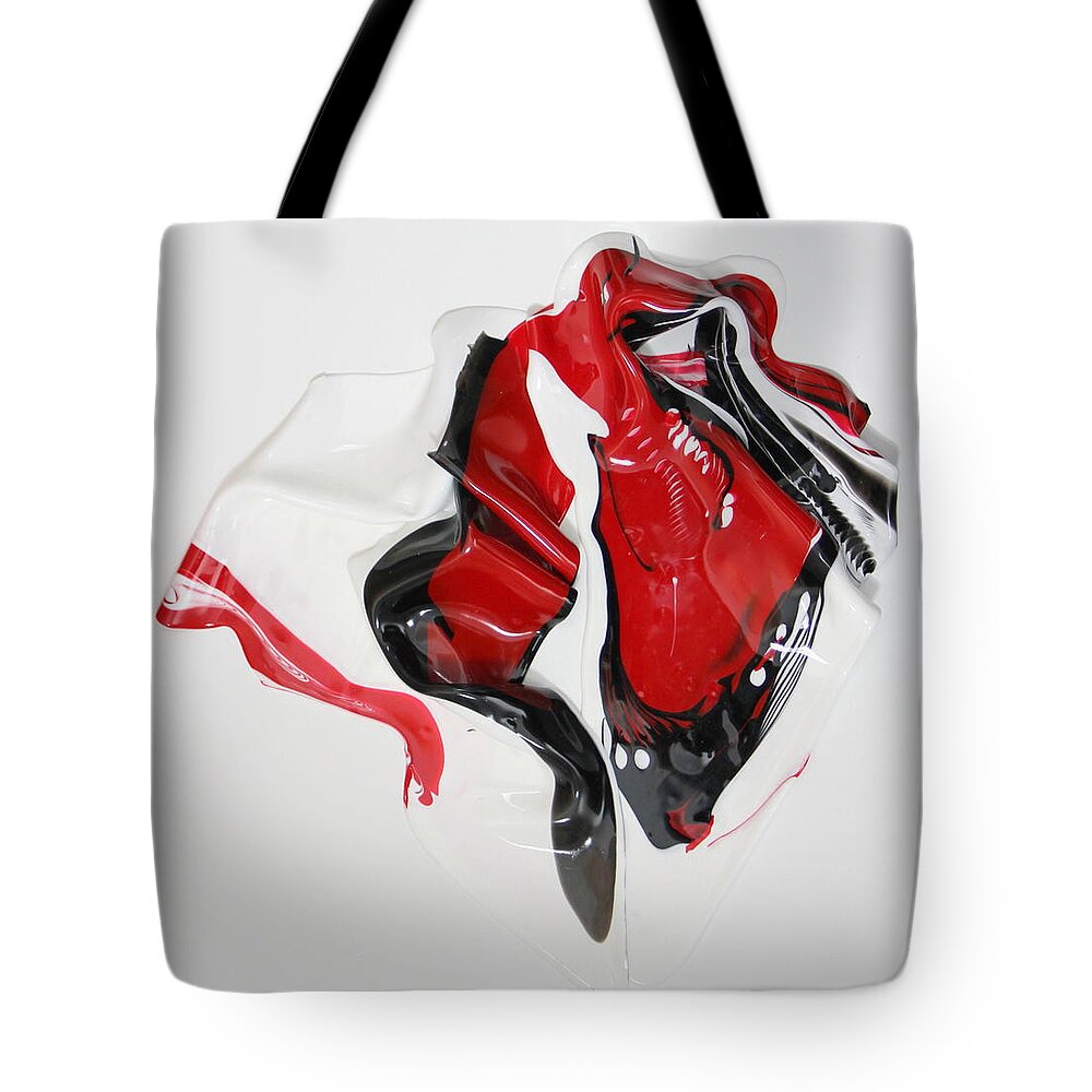 Red Tote Bag featuring the painting Red Singularity 3 by Madeleine Arnett