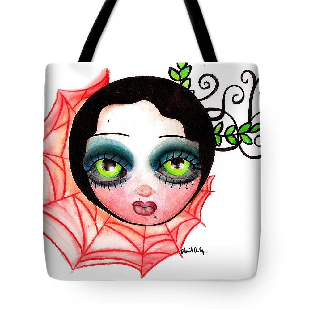 Abril Tote Bag featuring the painting Red Spider Web by Abril Andrade