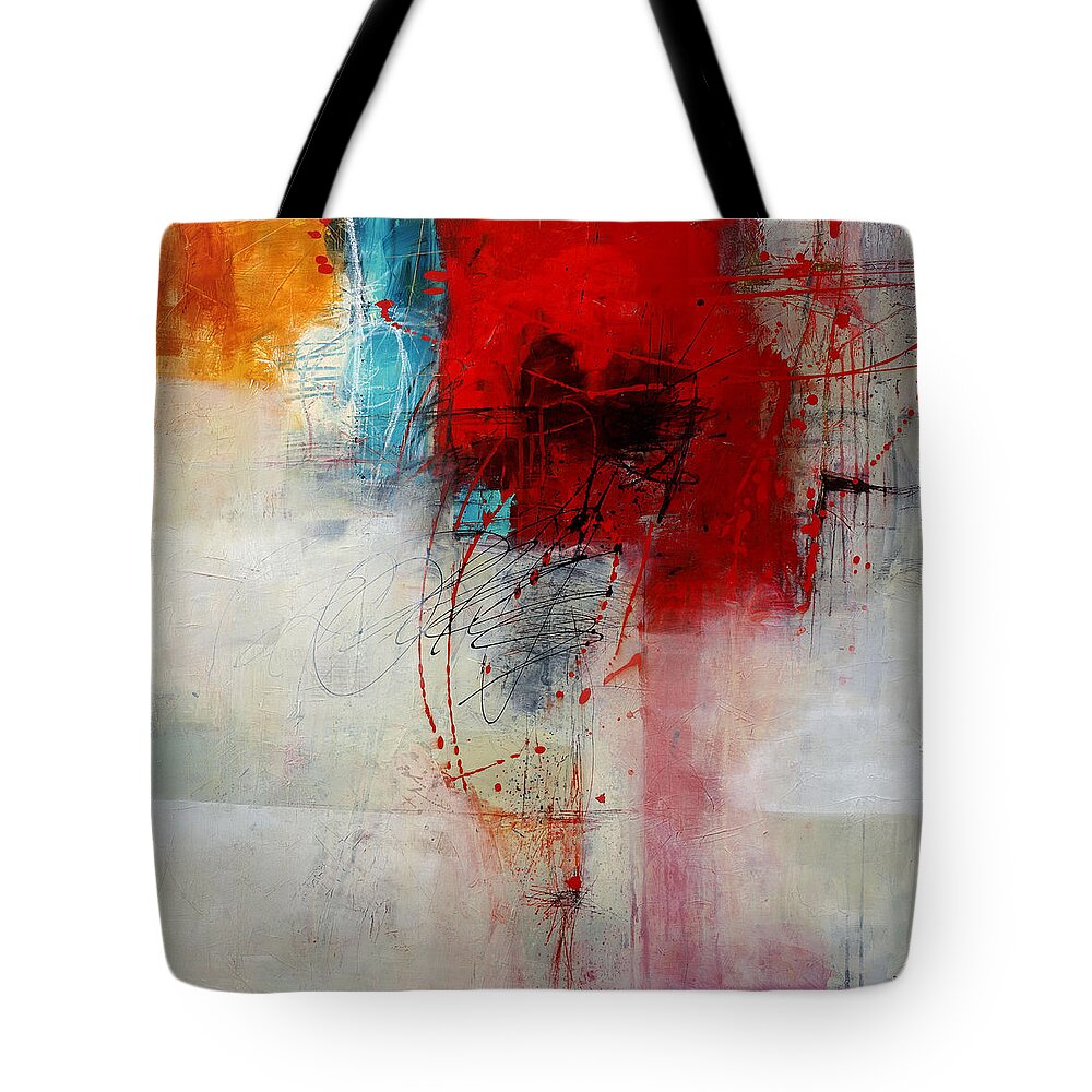 Abstract Art Tote Bag featuring the painting Red Splash 1 by Jane Davies