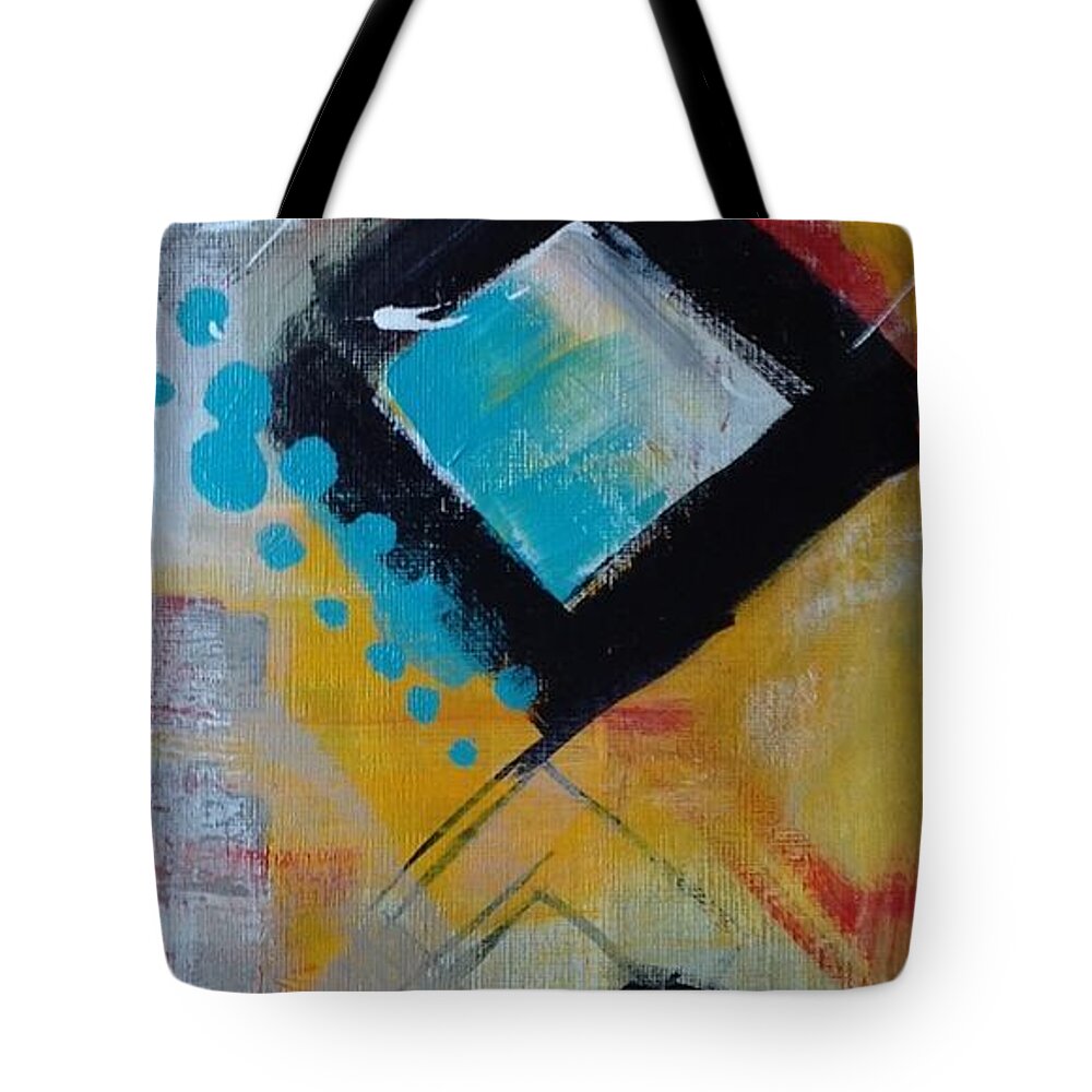 Acrylic Abstract Tote Bag featuring the painting Red Square by Suzzanna Frank