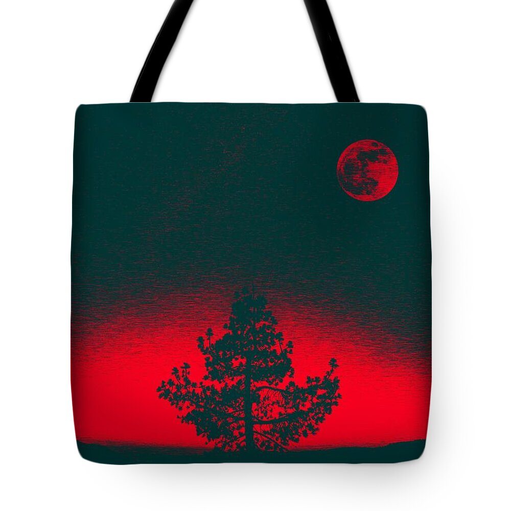 Nature Tote Bag featuring the painting Red Sunset by Adam Asar by Celestial Images