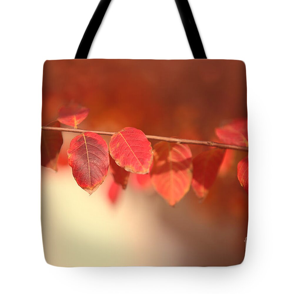 Nature Tote Bag featuring the photograph Red Tallo Leaves by Linda Phelps