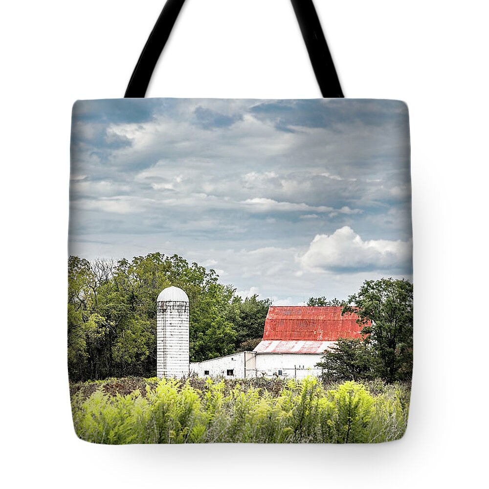 Rusted Tote Bag featuring the photograph Red Tin Roof by Tom Mc Nemar