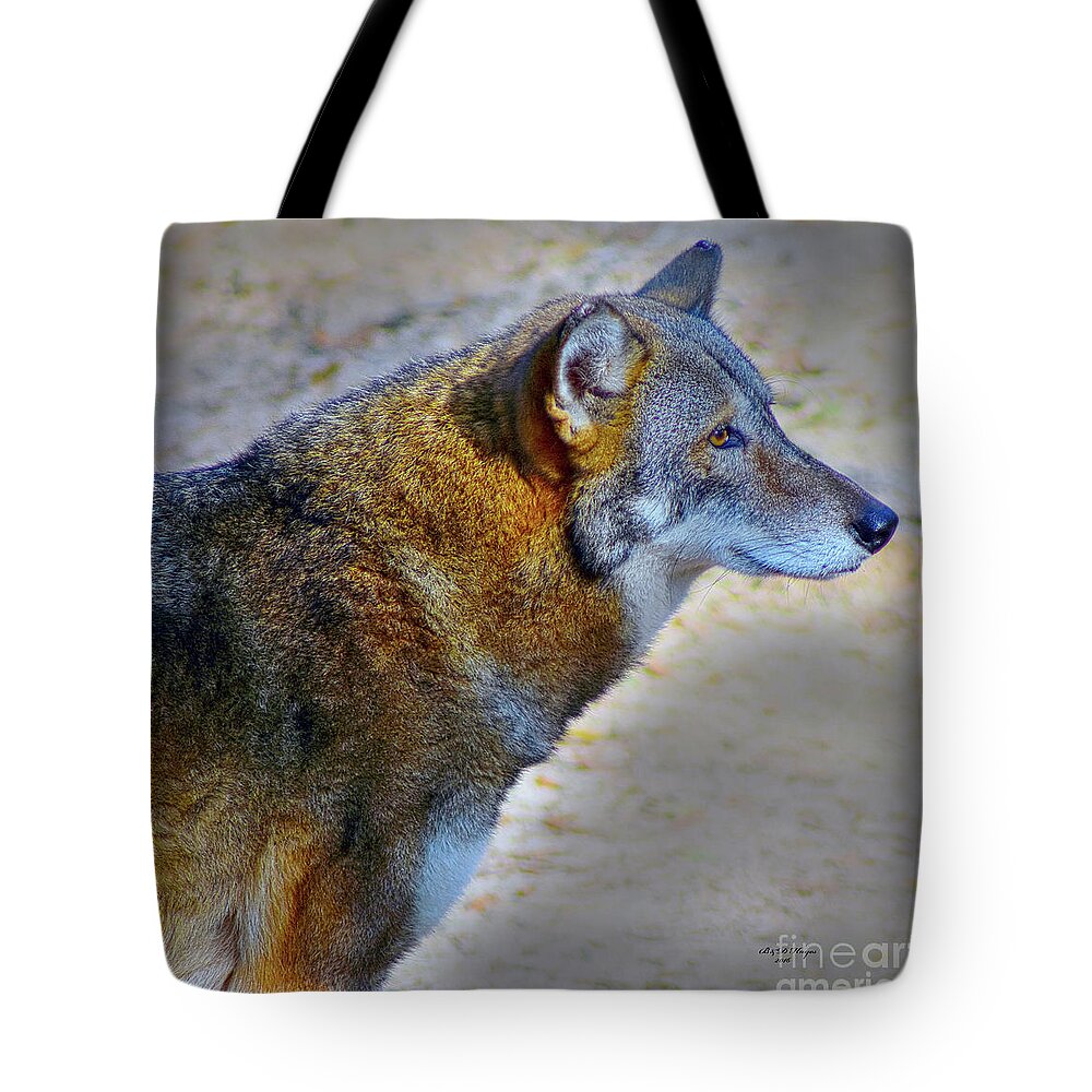 Nature Tote Bag featuring the photograph Red Wolf Standing by DB Hayes