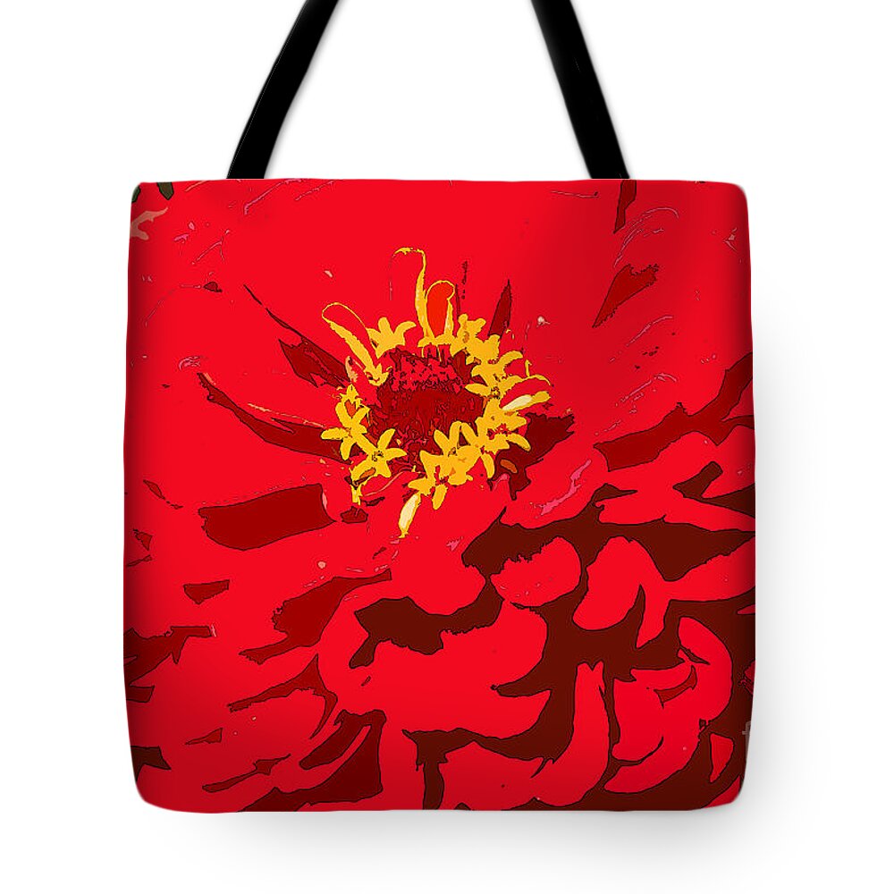 Zinnia Tote Bag featuring the photograph Red Zinnia by Jeanette French