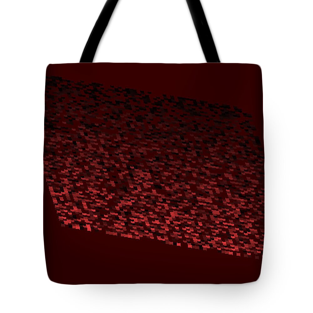 Rithmart Red Abstract Pink Orange Black Kite Diamond Rectangle Square Rocks Shapes Sky Dark Slope Space Deep Tote Bag featuring the digital art Red.110 by Gareth Lewis