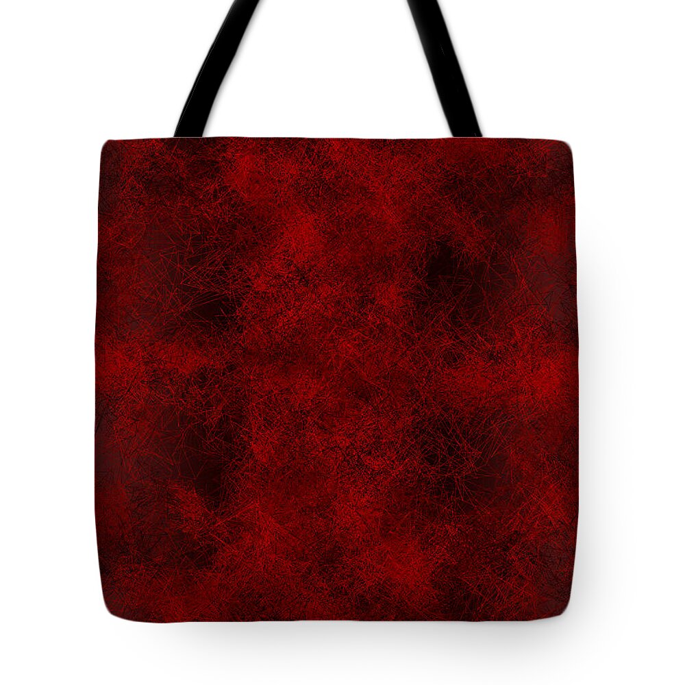 Rithmart Dark Deep Red Symmetry Organic Web Net String Hair Strands Lines Mesh Growth Life Alive Living Recursive Iterative Smoke Clouds Fog Mystery Tote Bag featuring the digital art Red.269 by Gareth Lewis