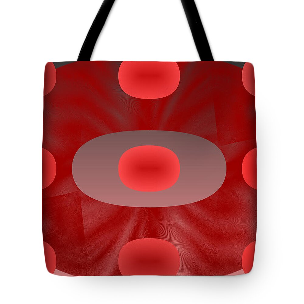 Rithmart Abstract Red Organic Random Computer Digital Shapes Abstract Predominantly Red Tote Bag featuring the digital art Red.782 by Gareth Lewis