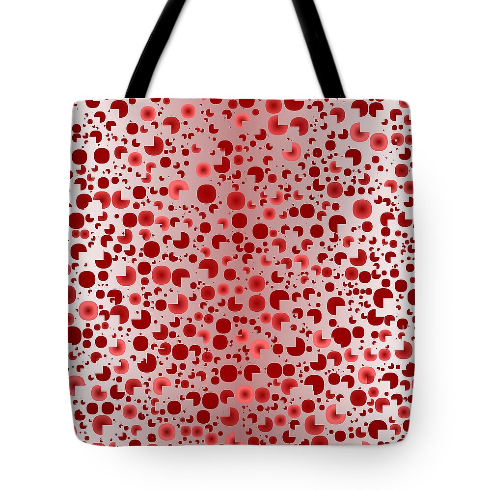 Rithmart Abstract Red Organic Random Computer Digital Shapes Abstract Predominantly Red Tote Bag featuring the digital art Red.843 by Gareth Lewis