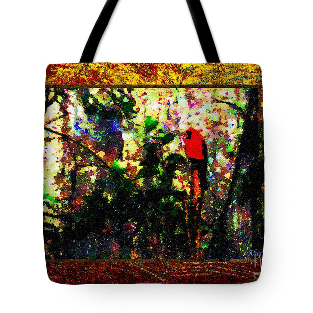 Earth Day Tote Bag featuring the painting Redbird Sifting Beauty out of Ashes by Aberjhani
