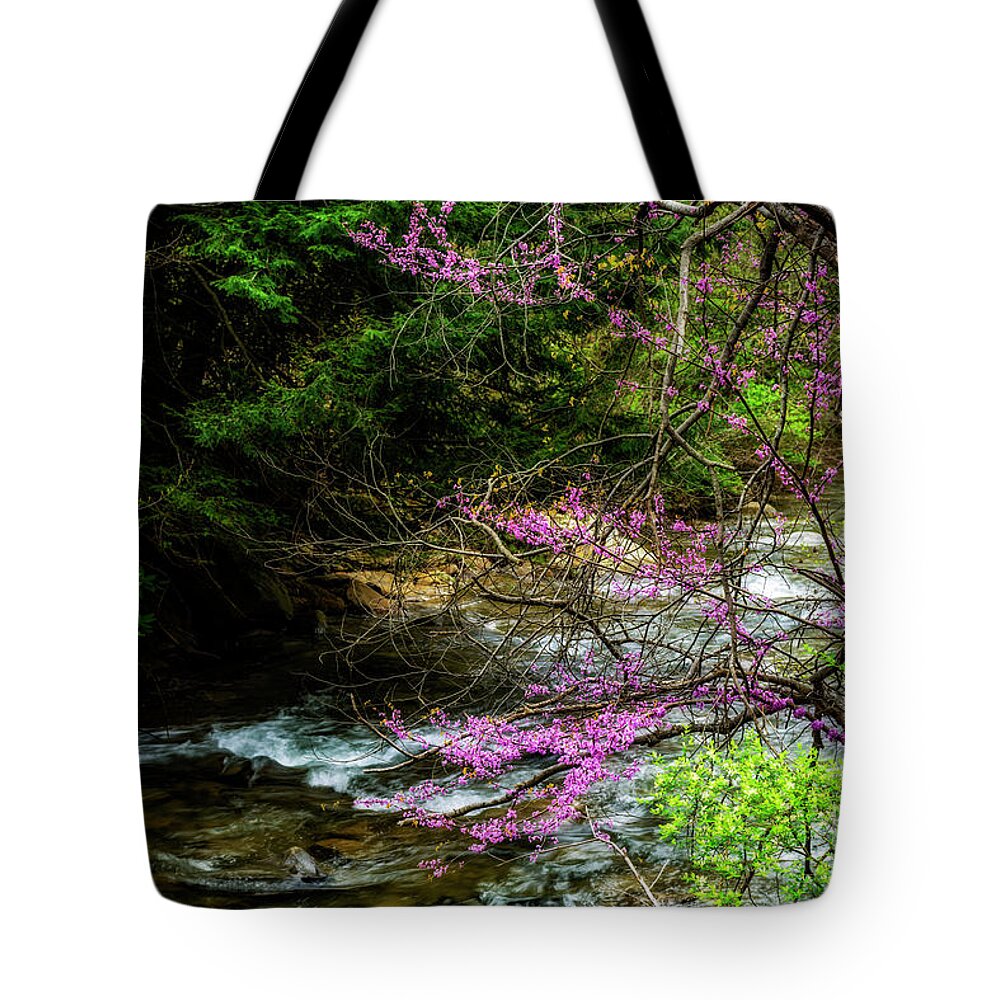 Spring Tote Bag featuring the photograph Redbud and River by Thomas R Fletcher