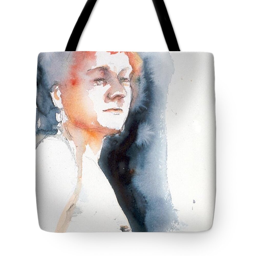 Close-up Tote Bag featuring the painting Redhead #1 by Barbara Pease