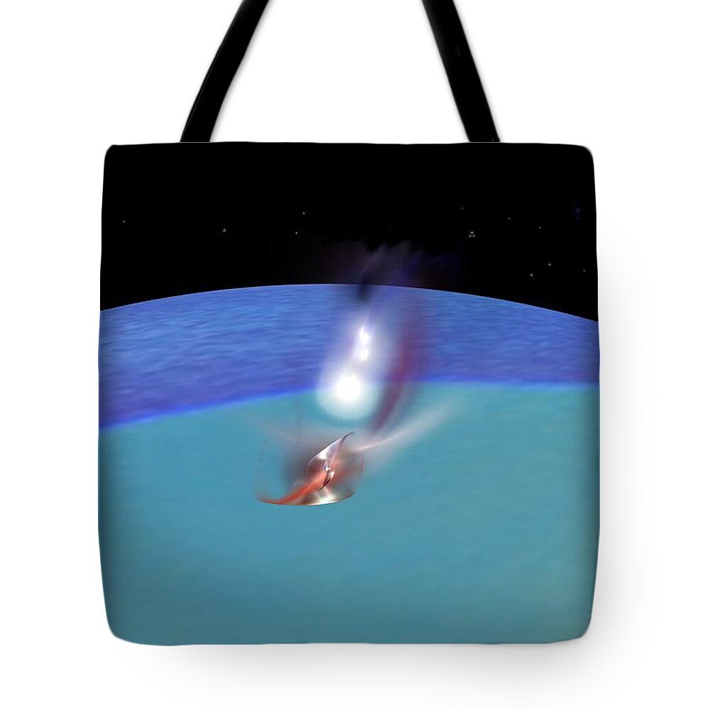 Abstract Digital Painting Tote Bag featuring the digital art Reentry by David Lane