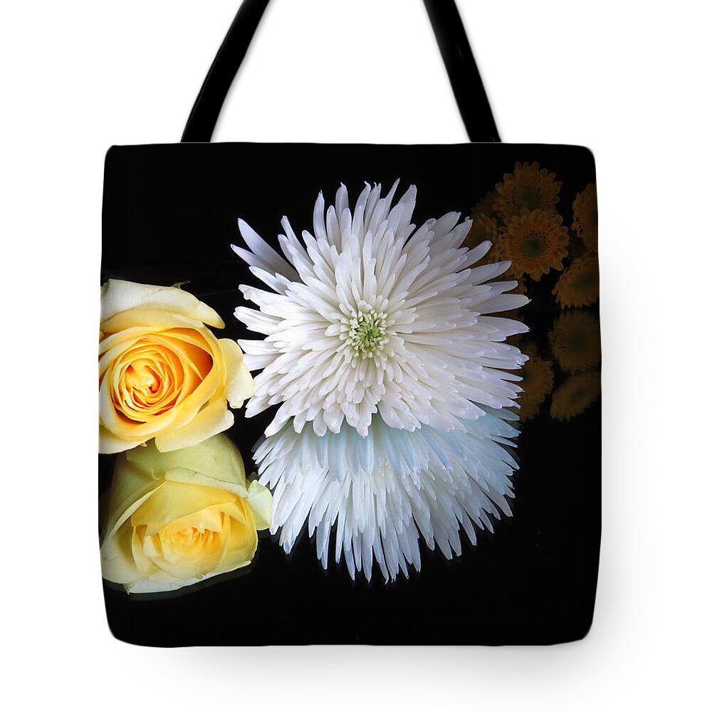Flowers Tote Bag featuring the digital art reflected Flowers by Kathleen Illes