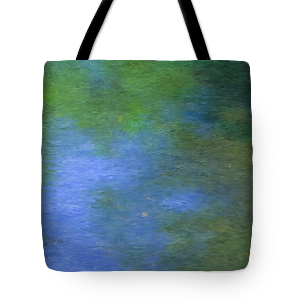 Reflections Tote Bag featuring the painting Reflecting on Monet in Sturbridge, MA by Bill McEntee