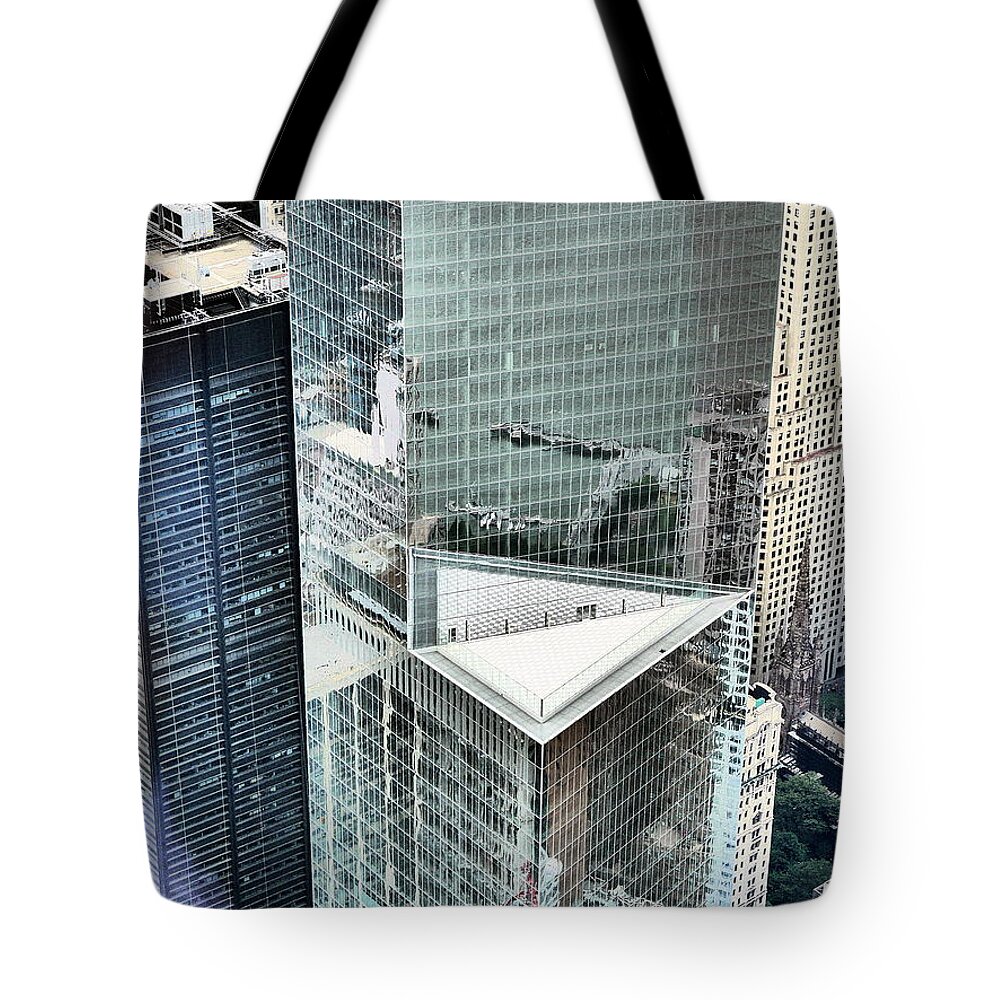Reflection Tote Bag featuring the photograph Reflection from One World Observatory by Jack Riordan