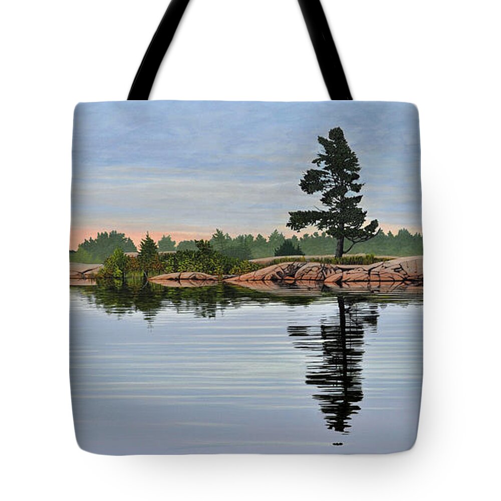 Georgian Bay Tote Bag featuring the painting Reflection on the Bay by Kenneth M Kirsch