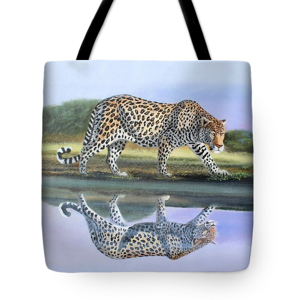 True African Art Tote Bag featuring the painting Reflection Stalk by Wycliffe Ndwiga
