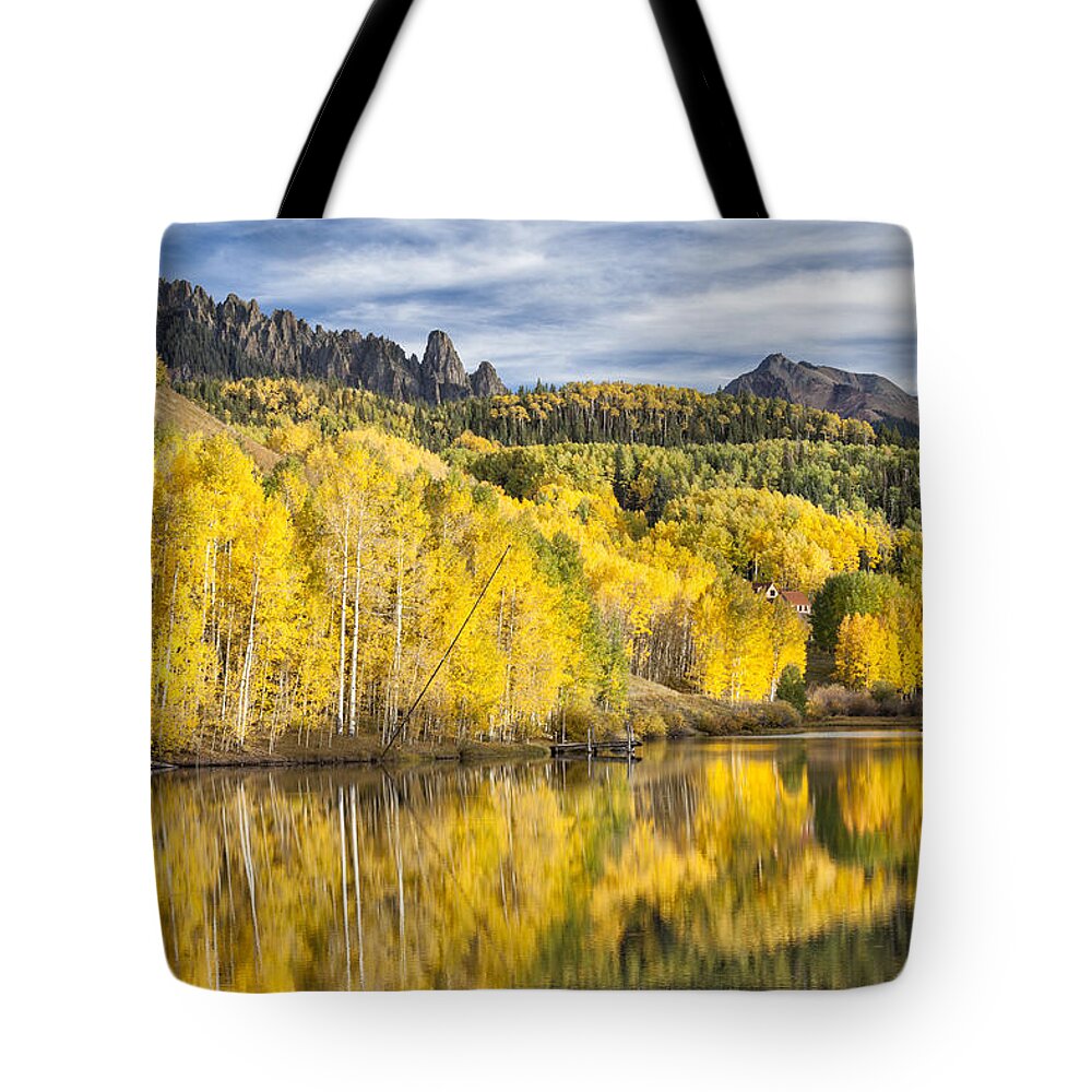 Autumn Tote Bag featuring the photograph Reflection with Ophir Needles I by Denise Bush
