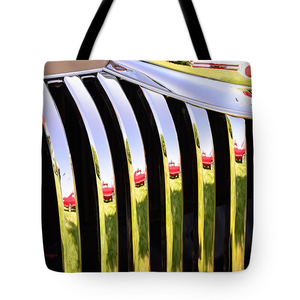 Automotive Tote Bag featuring the photograph Reflections at the Car Show 4 by Kae Cheatham
