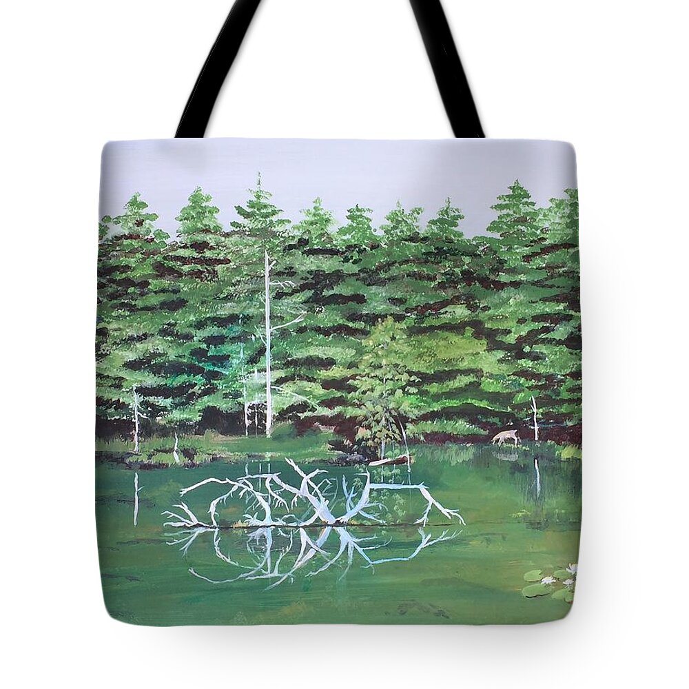 Water Tote Bag featuring the painting Reflections by Christine Lathrop