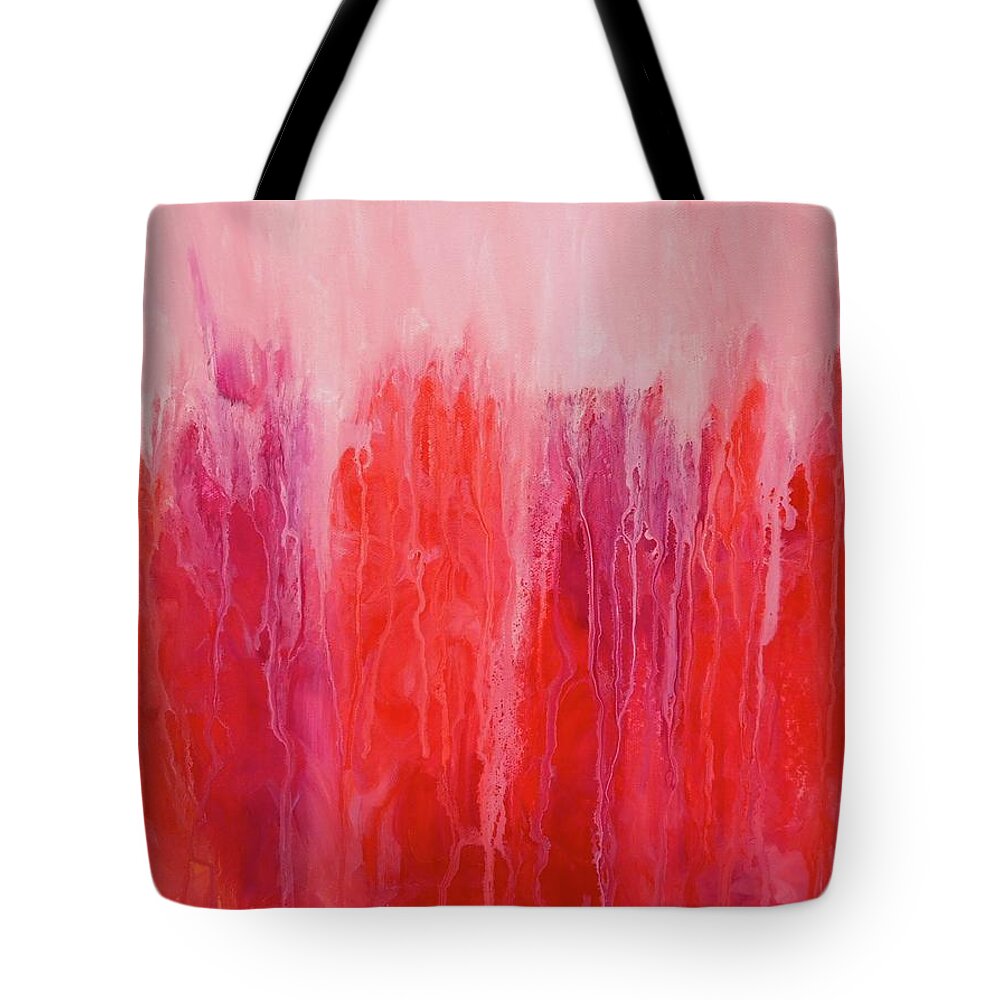 Red Tote Bag featuring the painting Reflections by Irene Hurdle