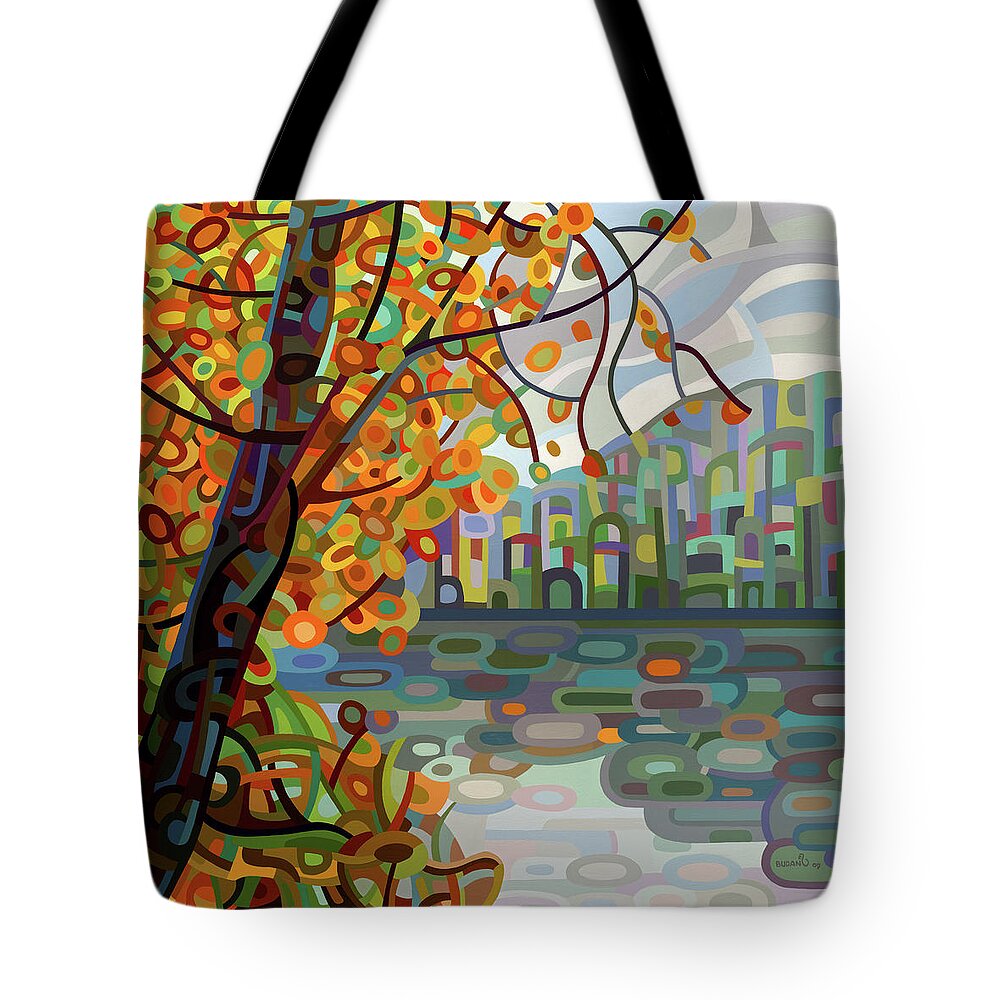 Fine Art Tote Bag featuring the painting Reflections by Mandy Budan