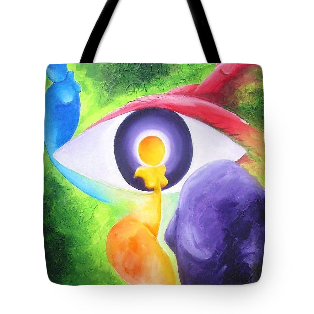 Woman Tote Bag featuring the painting Reflections of Me by Jennifer Hannigan-Green