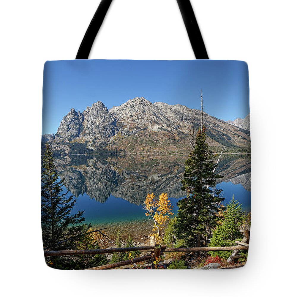 Reflections Of The Tetons Tote Bag featuring the photograph Reflections of the Tetons by Wes and Dotty Weber