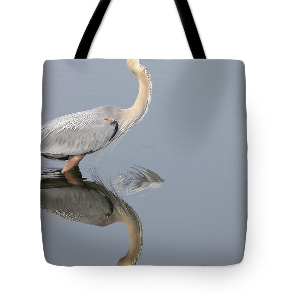 Heron Tote Bag featuring the photograph Reflections Of You by Deborah Benoit