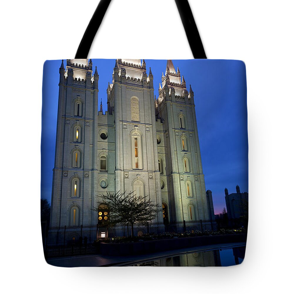 Reflective Temple Tote Bag featuring the photograph Reflective Temple by Chad Dutson