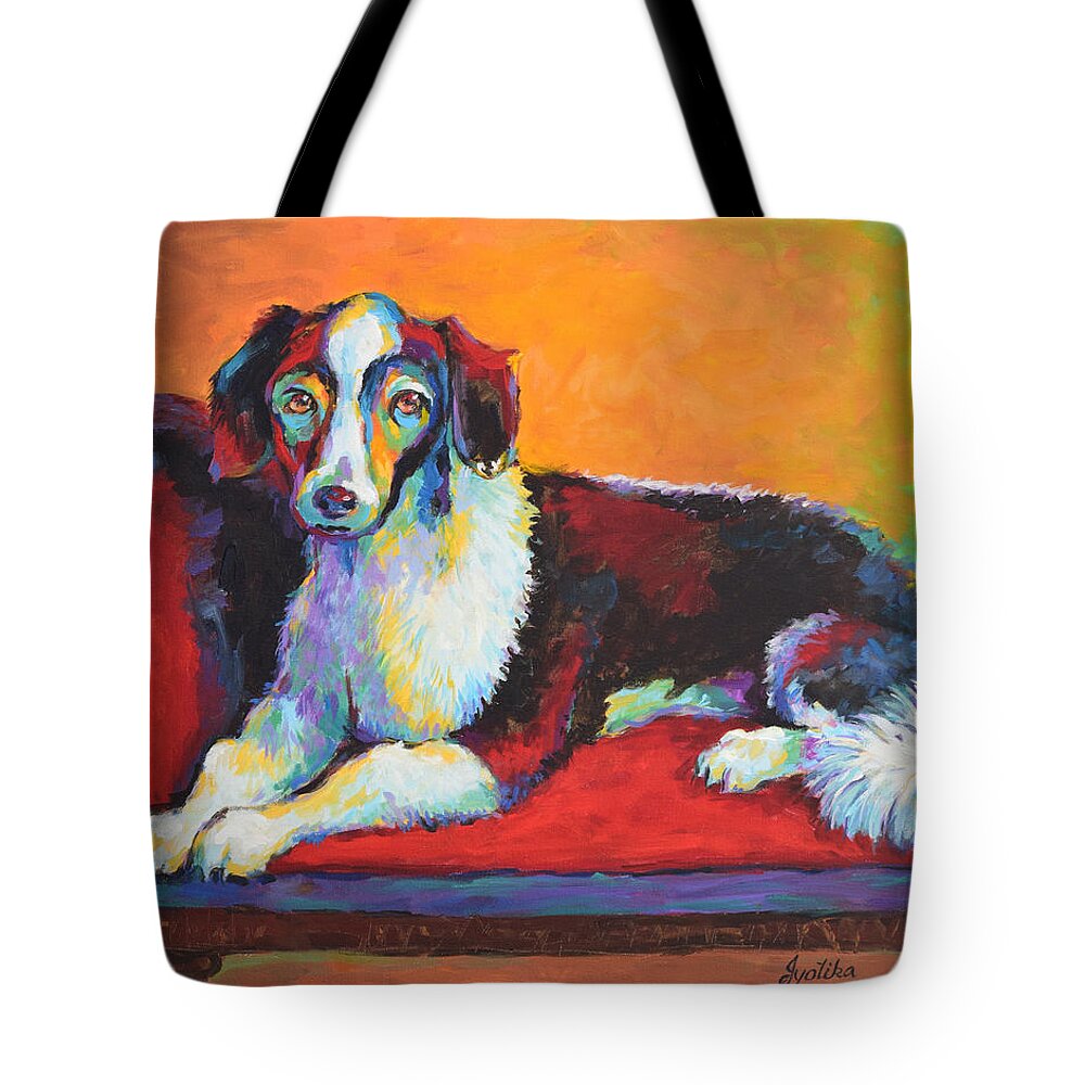 Pet Tote Bag featuring the painting Regal Puppy by Jyotika Shroff