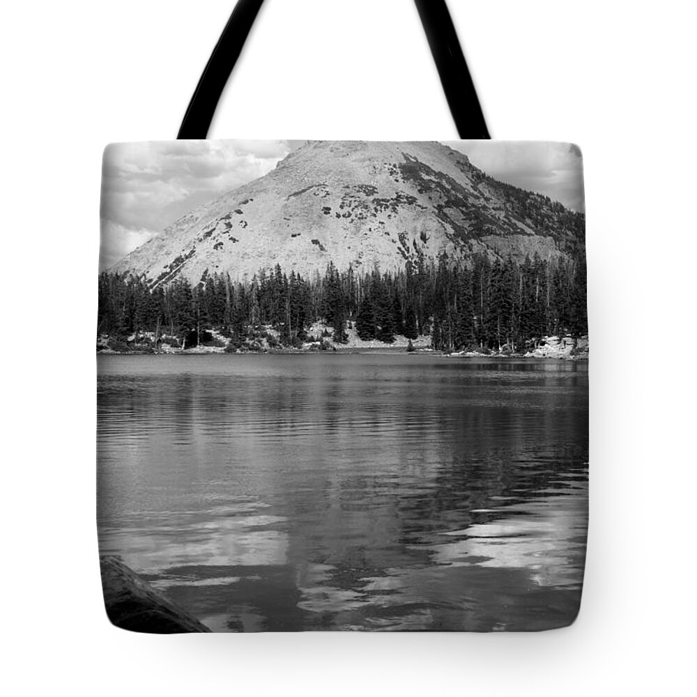Water Tote Bag featuring the photograph Reids Peak Black and White by Brett Pelletier