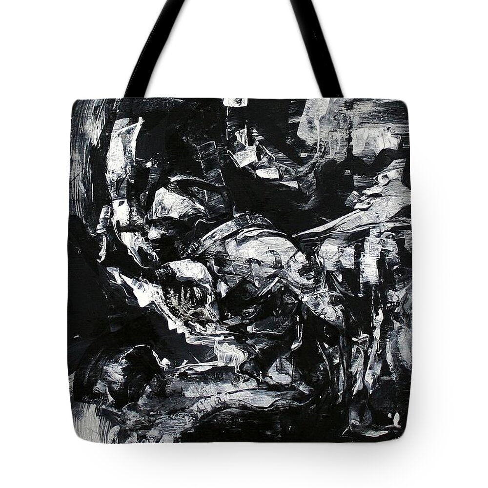 Reincarnation Tote Bag featuring the painting Reincarnation is Our Punishment by Jeff Klena