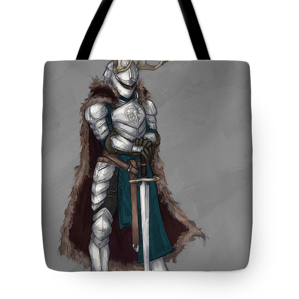 Knight Tote Bag featuring the digital art Reindeer Knight by Brandy Woods