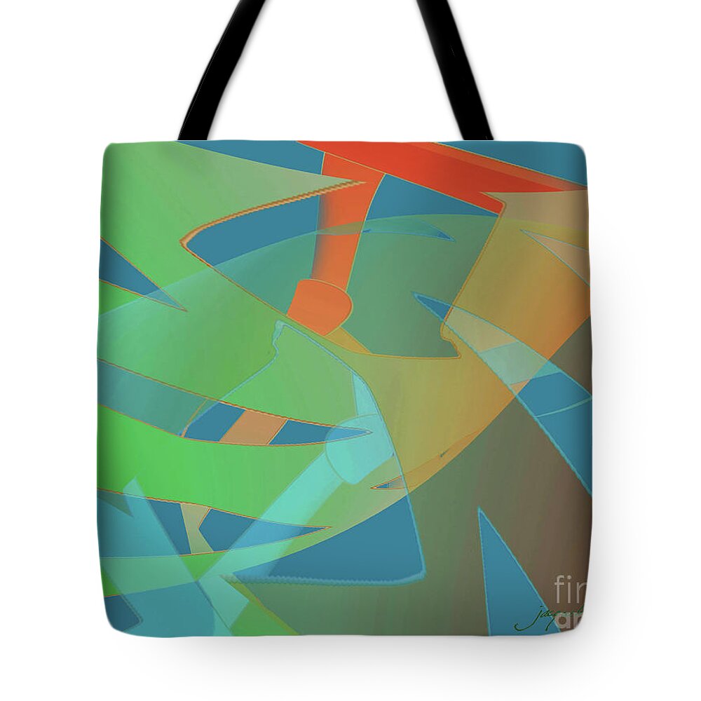 Abstract Tote Bag featuring the digital art Relationship Dynamics by Jacqueline Shuler