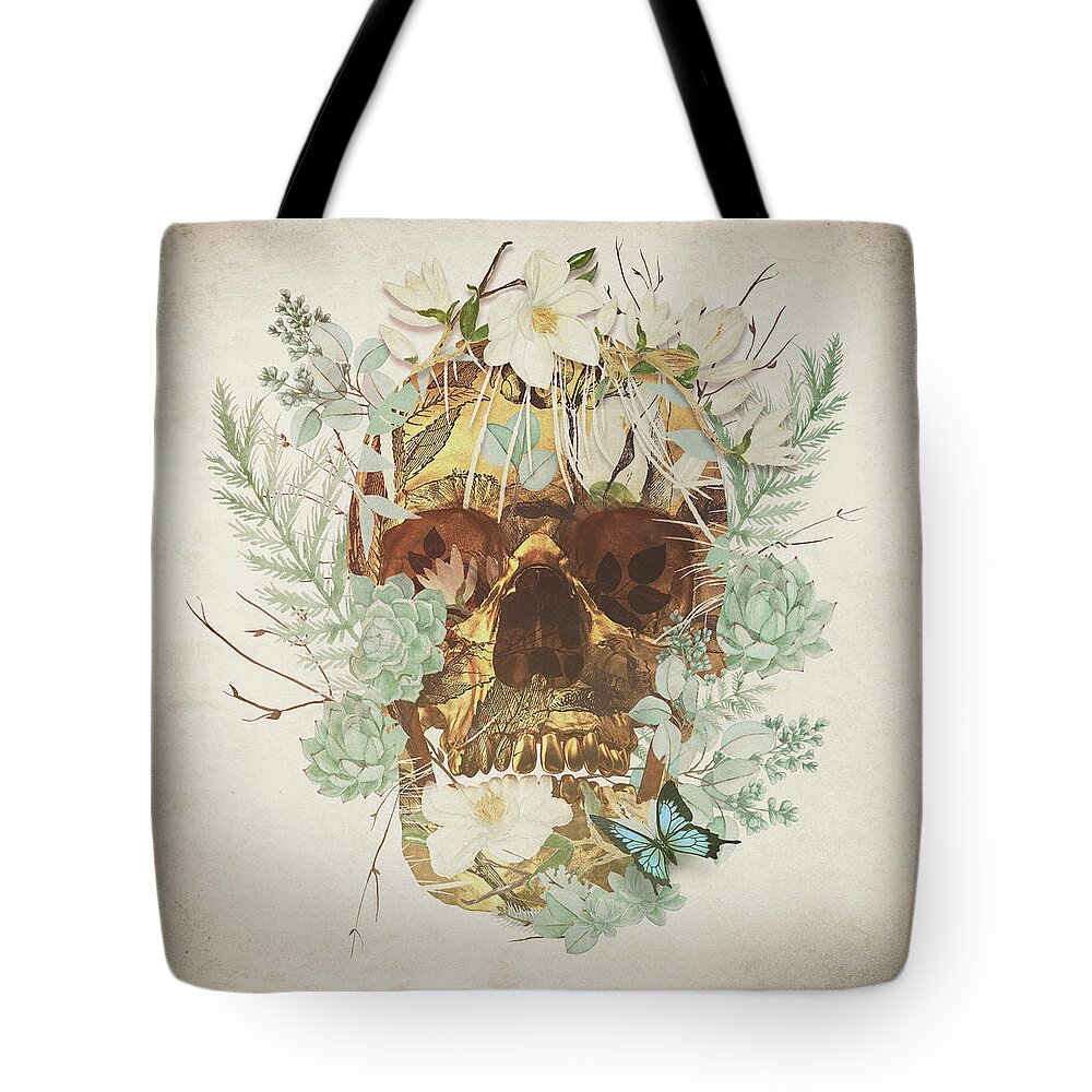Relic Skull Butterfly Fantasy Surreal Dream Tote Bag featuring the digital art Relic by Katherine Smit