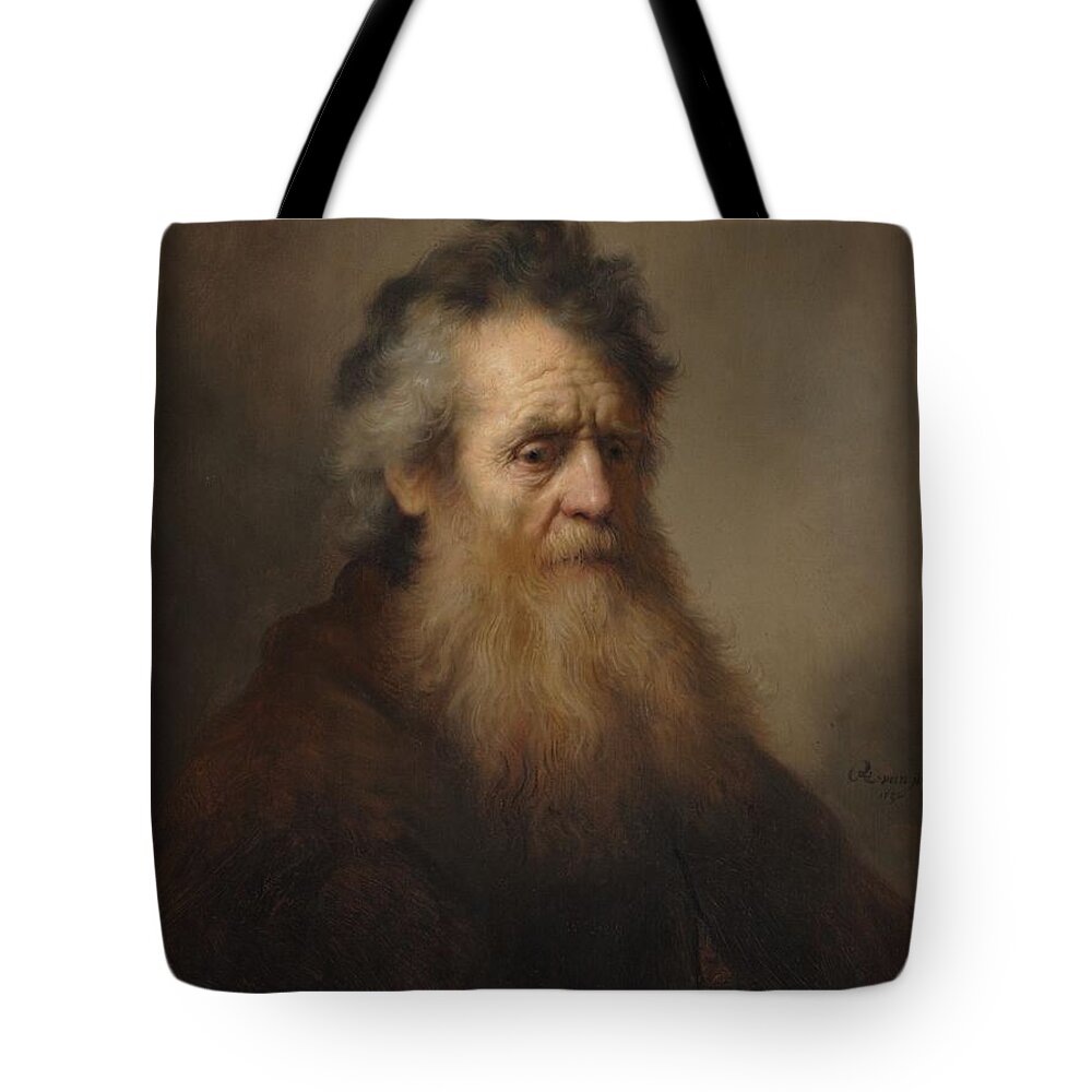 Rembrandt Bearded Old Man Tote Bag featuring the painting Rembrandt Bearded old man by MotionAge Designs
