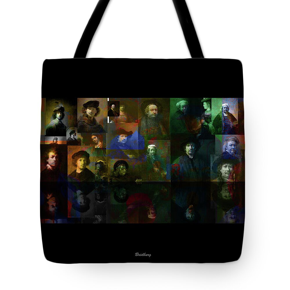Postmodernism Tote Bag featuring the digital art Rembrandt and Colors by van Gogh by David Bridburg