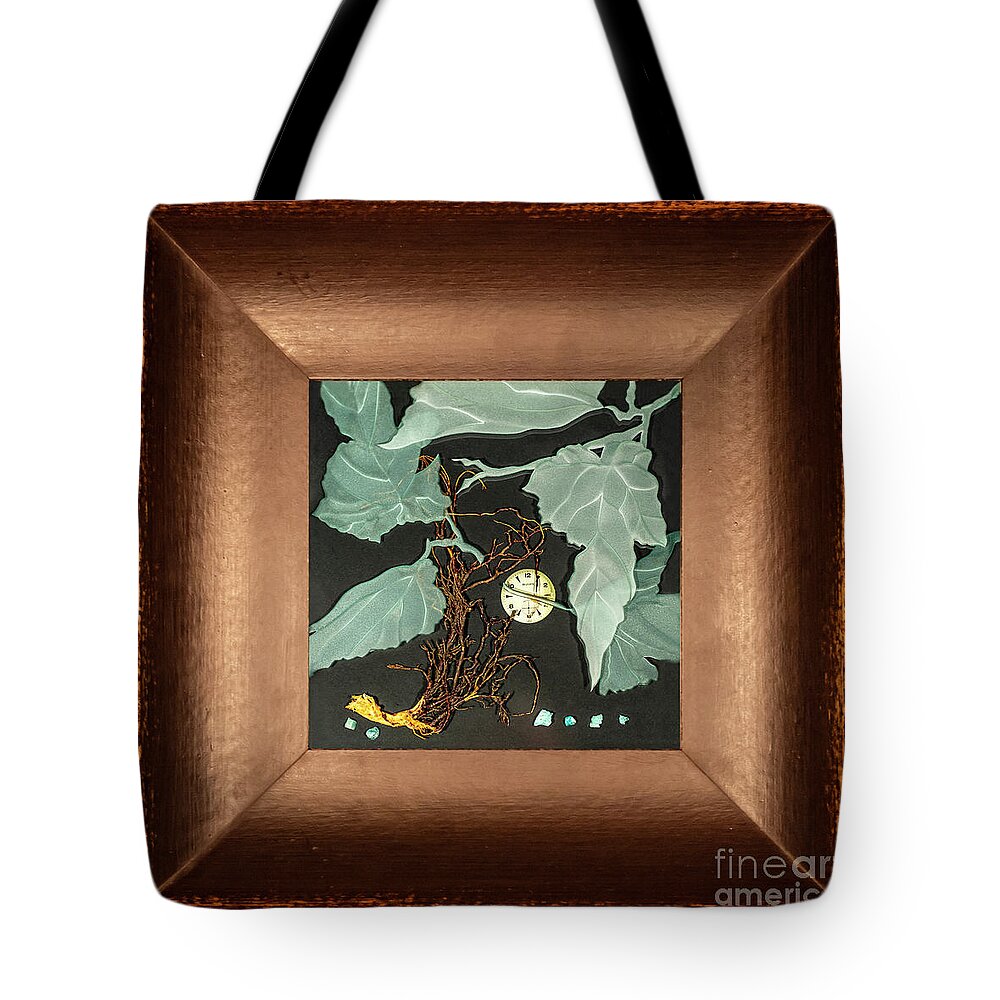 Leaves Tote Bag featuring the glass art Remembrance IV with Frame by Alone Larsen