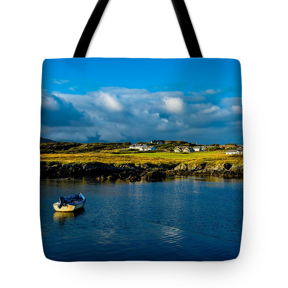 Ireland Tote Bag featuring the photograph Remote Village and Harbor near Donegal in Ireland by Andreas Berthold